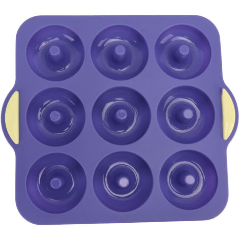 Silicone Donut Mold 9 Cavity Prevents Stick Safe Heat Resistance Doughnut Pan Set for Cake Biscuit Bagels Muffins Royalblue (1/5)
