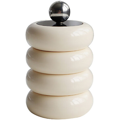Nordic Style Qtip Holder Dispenser Desktop Dustproof Cotton Swab Storage Container Doughnut Shape Makeup Storage Box with Lid Milky White 4 Layers (1/5)