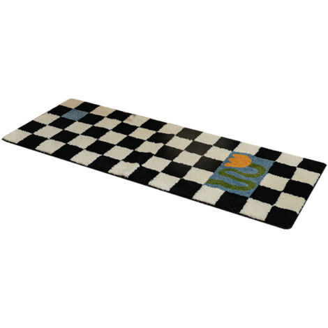 Runner Rug Black White Plaid Pattern Vintage Style Water Absorbent Stain Resistant Runner Carpet for Home Room Type5 40x120cm (1/5)