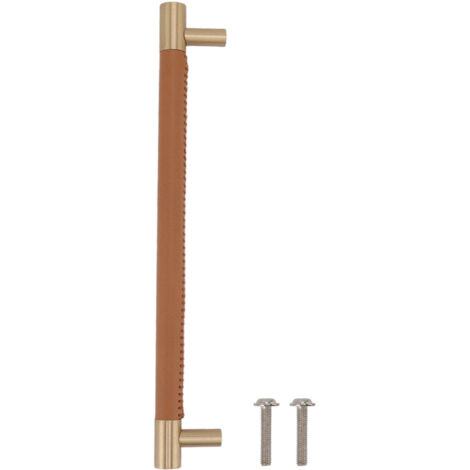 Cabinet Door Handle 224MM Hole Pitch Leather Brass Light Luxury Cupboard Bar Pull Handle for Home Wardrobe Drawer Light Brown (1/5)