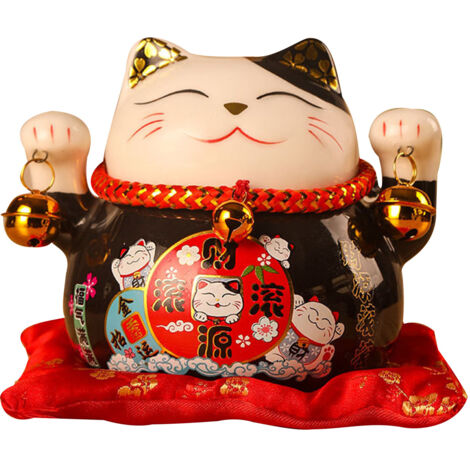 Lucky Cat Coin Bank 4.5in Exquisite Cute Bring Luck Good Wish Ceramic Fortune Cat Saving Pot Desk Decoration Black (1/5)