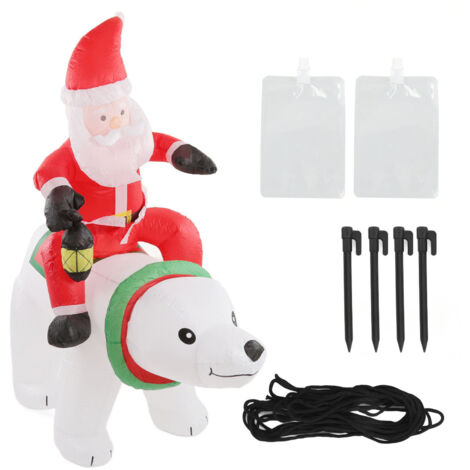 Inflatable Santa Ride Bear Waterproof Fade Resistant LED Blow Up Christmas Decoration for Lawn Garden Yard 100‑240V UK Plug (1/5)