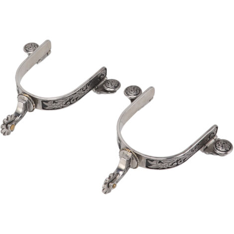 One Pair Boot Spurs Stainless Steel Vintage Leaf Patterned Western Cowboy Spurs for Outdoor