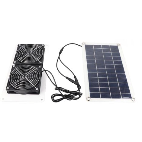 10W 18V Solar Powered Dual Fan Kit Waterproof Portable Solar Exhaust Fan for Chicken Coops Greenhouses Pet Houses (1/5)