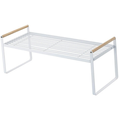 Cabinet Storage Shelf Rack Layered Storage Easy to Install Multifunction Counter Organizer Shelf for Seasoner Bowl Large White (1/5)
