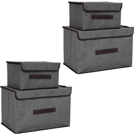 4 Pcs Non Woven Storage Box Case Dustproof Collapsible Two Large and ...