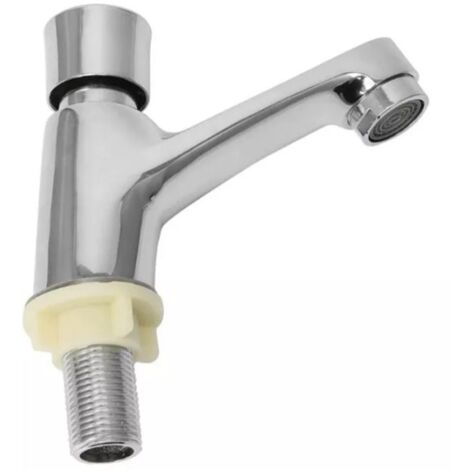 Time Delay Silver Faucet Single Tube Cold Water Basin Taps for Public Hotel Restaurant Shopping Mall (1/5)