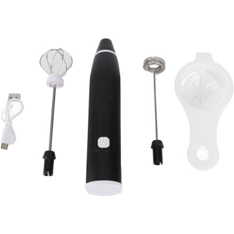 Electric Stirrer Black 3 Speed Modes USB Charge Stainless Steel Comfy Handle Mini Hand Mixer with Egg Separator (1/5)