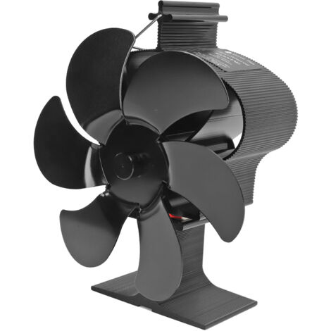 6 Blades Heat Powered Fireplace Fan Self Starting Eco Friendly Wood Stove Fan LT380 Black 152mm Diameter (1/5)