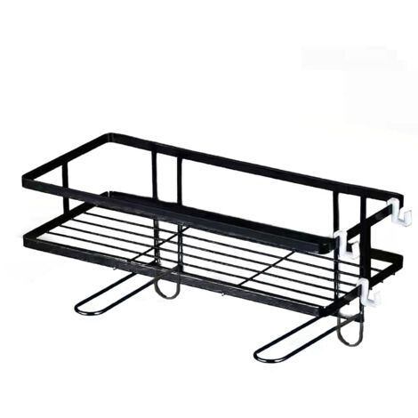 Toilet Shelf Thickening Waterproof Large Capacity Nail Free Installation Iron Over Toilet Bathroom Organizer Single Layer Black (1/5)