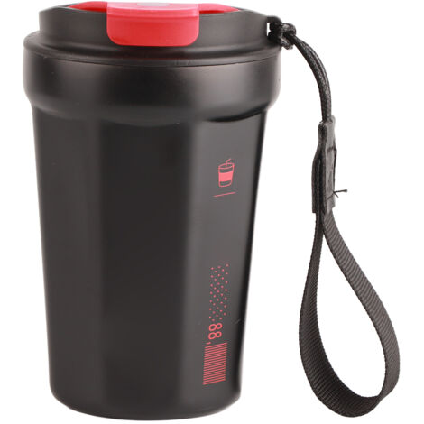 390ml Insulated Coffee Mug Keep Warm Cold Portable Stainless Steel Camping Mug for Home School Office Outdoor Black (1/5)