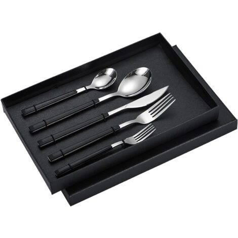 Tableware Cutlery Set Stainless Steel Dinner Knives Forks Spoons Eating Utensils High Hardness Flatware Set Black Handle
