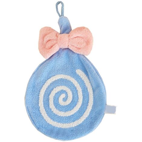 Cute Kids Hand Towel Thickened Soft Coral Velvet Absorbent Hand Towel with Hanging Loop for Bathroom Kitchen Blue (1/5)