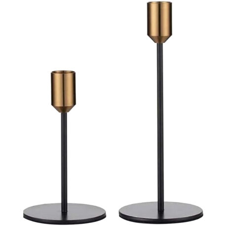 2 Pcs Metal Candle Holder Simple Modern Design Antique Black Candlestick Decoration for Home Wedding (1/5)