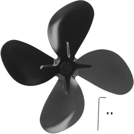Stove Fan Blade Replacement Aluminum Alloy Fireplace Fan 4 Blades with Hex Wrench Screw Black (1/5)