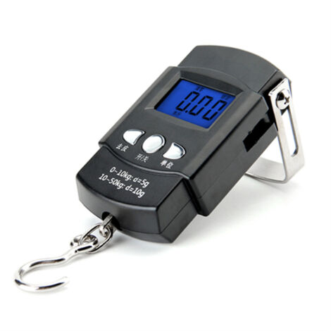 Fishing Scale Portable Compact Clear Display ABS Stainless Steel Convenient Practical Luggage Scale for Outdoor Indoor English (with Tape Measure) 50KG/10G (1/5)