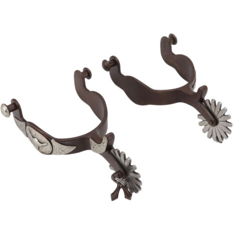 2 PCS Cowboy Horse Spurs Outdoor Garden Retro Spurs Saddlery Equipment with Cow Icon (1/5)
