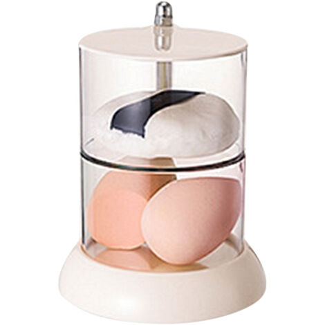 Multi Layer Powder Puff Organizer Breathable Dustproof Earring White Rotatable Container for Home 2 Tiers (1/5)