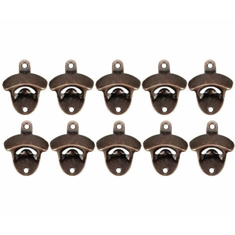 10 Pcs Wall Mount Bottle Opener Vintage Style Rustic Strong Durable Metal Beer Cap Opener for Bar Restaurant Home (1/5)