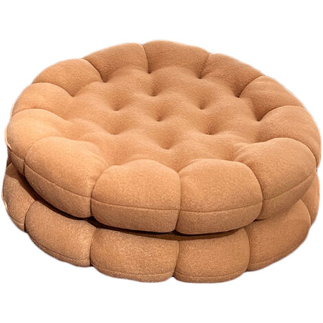 Cookie Cushion Cute Soft Breathable PP Cotton Filling Seating Cushion for Dormitory Bedroom Bedside 450g Apricot (1/5)