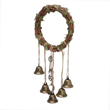 Hanging Witch Bell Handmade Decorative Witch Wind Chime with Meaningful Patterns for Door Handle Type A(15cm/5.9in Diameter) (1/5)