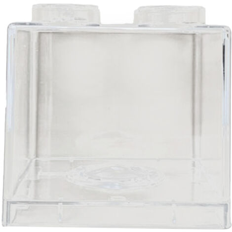 Clear Money Saving Bank Building Block Design Rectangular Transparent Coin Saving Box for Kids Boys Girls White 8.9x8.9x9.2cm / 3.5x3.5x3.6in (1/5)