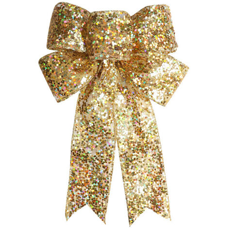 1pcs Christmas Decorative Bows Imitation Hemp Hand Crafted Ribbon Christmas Bow Knot Ornament for Christmas Party Home (1/5)