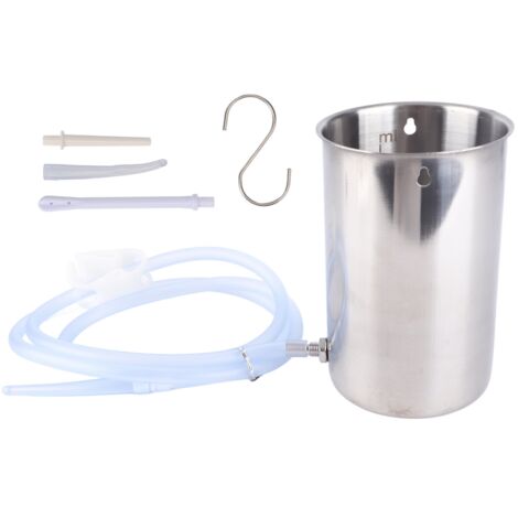 1L Enema Bucket Kit Stainless Steel Body Cleaner Enema Set for Home Childbirth Preparation