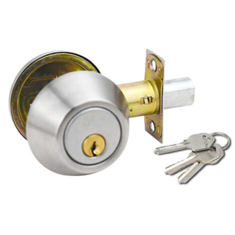Ball Door Knob Universal Protection Classic Entrance Keyed Interior Door Knob for Home Use Silver (1/5)