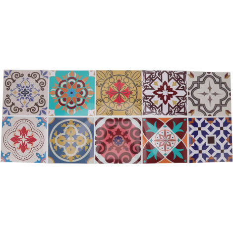 10Pcs Tile Sticker 5.9x5.9in Waterproof Anti Oil Moroccan Style Thick PVC Peel and Stick Tile for Wall Stairs Kitchen (1/5)