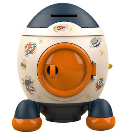 Cartoon Style Space Rocket Piggy Bank Money Bank Money Saving Jar Boys Girls Gift Morandi Blue (1/5)