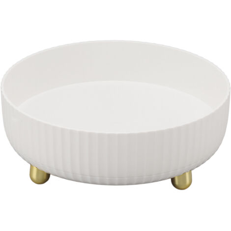 360 Degree Rotating Storage Rack Organizer Round Cosmetic Spice Rack Turntable for Kitchen Cabinet Pantry Small White (1/5)
