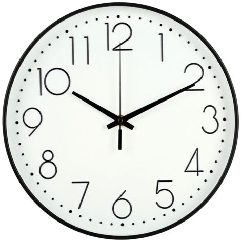 8 Inch Silent Wall Clock Non Ticking Decorative Easy to Read Round Wall Clock for Home Livingroom Black Frame White Bootom Black Word (1/5)