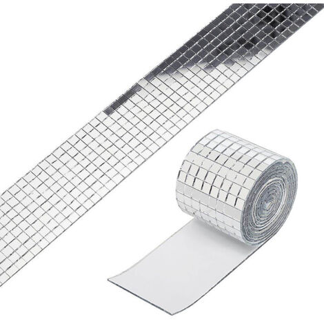 3PCS Mirror Mosaic Tiles Silver 1464 Grains Acrylic Self Adhesive 4x100cm Mirror Tiles Sticker for Handmade Crafts