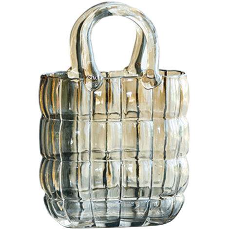 Glass Vase Transparent Hand Basket Living Room Flower Arrangement Creative Bag Fish Tank (1/5)