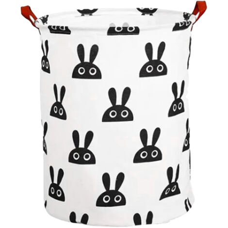 Laundry Basket Cute Rabbit Cotton 40x40x50cm Dirty Clothes Hamper Storage Basket Waterproof Lining Bin (1/5)