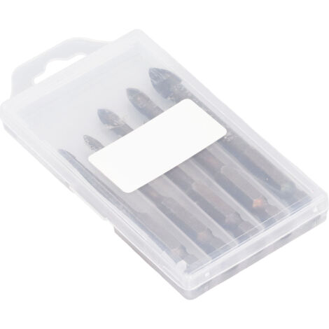 Drill Bit Set Unique Cross Design Cemented Carbide Hex Power Bits for Glass Ceramic Glass Tile Full Tile Brick Wall Wood 5 Piece Set (1/5)