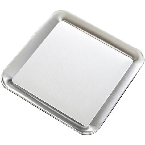 Serving Platter Square Stainless Steel Dish Tray Barbecue Plate Silver Color for Home L (1/5)