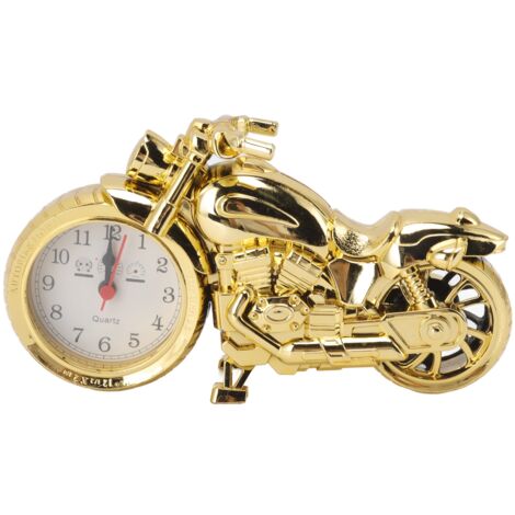 Motorcycle Alarm Clock Ingenious Vintage Simulation Motorcycle Model Alarm Clock for Children Home Car Office 168D Gold, Single Color (1/5)
