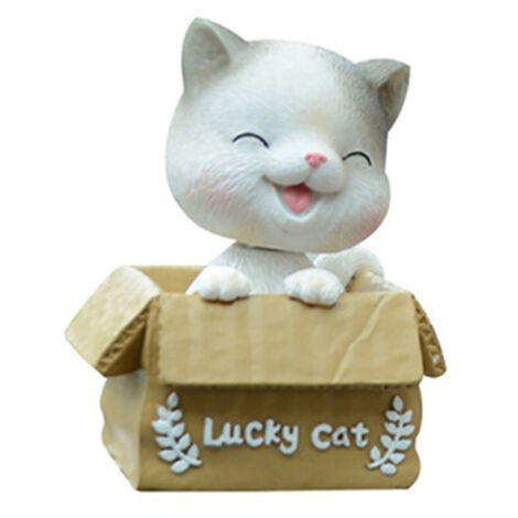 Car Dashboard Lucky Cat Decor Resin Shaking Head Cat Ornament Cute Cartoon Dancing Toy Figurines for Auto Interior Decoration (1/5)