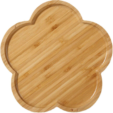 Bamboo Serving Tray Multipurpose Hand Crafted Decorative Wooden Tray for Ottoman Coffee Table Breakfast Drinks Flower Shape Size: Approx. 20x20x1.4cm / 7.9x7.9x0.6in (1/5)