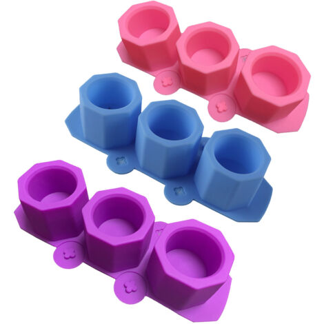 3 Pcs Silicone Planter Mold For Making Concrete Flower Pots DIY Succulent Plants Blue Pink Purple (1/5)