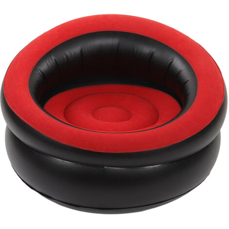 Inflatable Couch Flocking Air Sofa Simple Inflatable Chair for Living Room Bedroom Reading Room Office Balcony Travel Red (1/5)