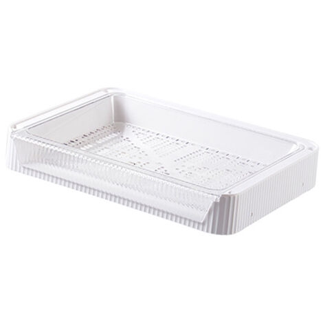 Food Preparation Plate Stackable Foldable Double Layer Hollow Drainage Hot Pot Serving Tray for Kitchen L (1/5)