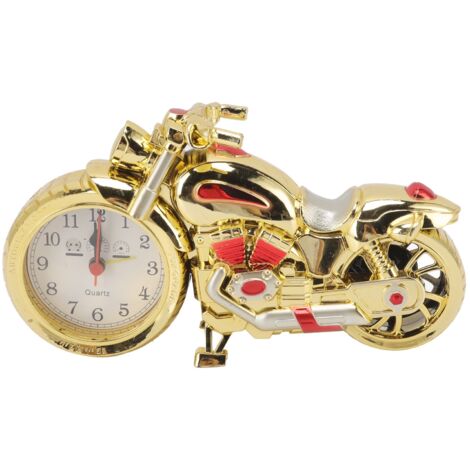 Motorcycle Alarm Clock Ingenious Vintage Simulation Motorcycle Model Alarm Clock for Children Home Car Office 168C Gold, Dual Color (1/5)