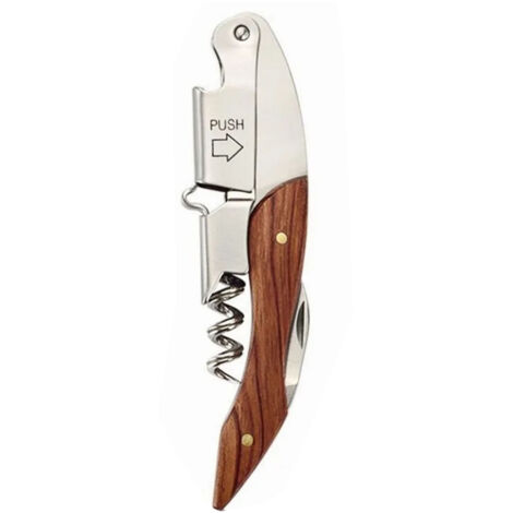 Wine Bottle Opener Corkscrew Stainless Steel Wood Easy Grip Portable Tool for Home (1/5)
