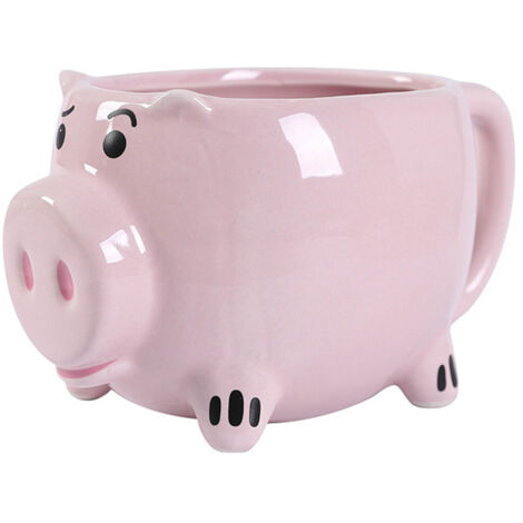 Ceramic Coffee Mug Wide Mouth Piggy Cute Water Cup with Handle for Home Cafe Office Pink (1/5)