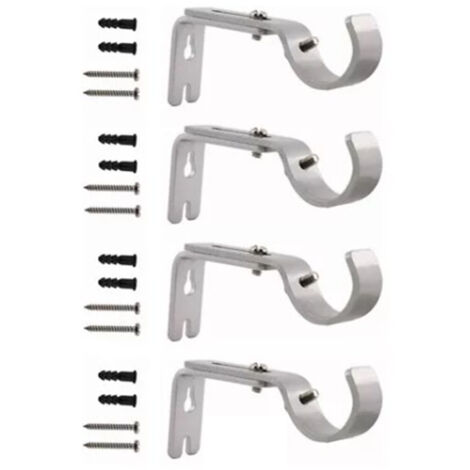 4PCS Curtain Rod Bracket Adjustable Heavy Duty Curtain Rod Wall Bracket Hooks with Installation Screws (1/5)