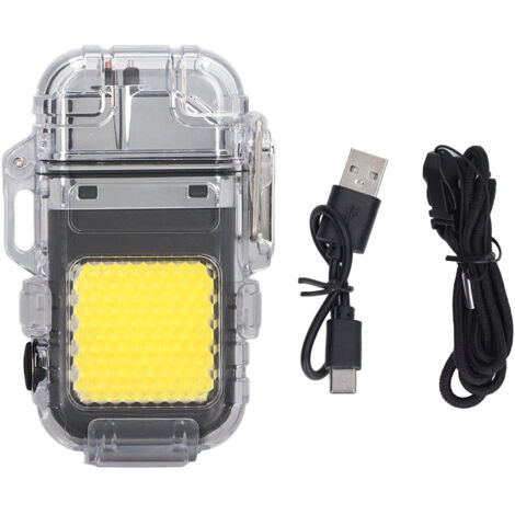 Arc Cigarette Lighter IP56 Waterproof Wind Proof LED Lighting Portable Multifunctional Dual Arc Lighter Black (1/5)