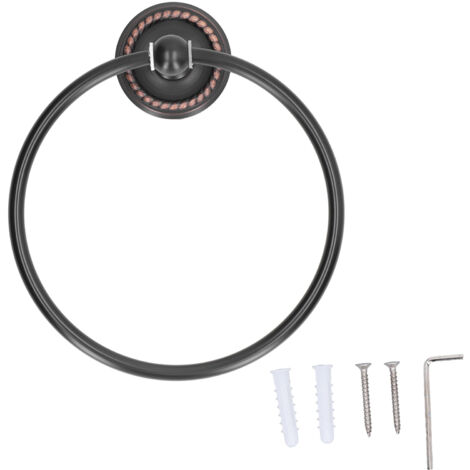Bathroom Towel Ring Brass Wall Mounted Antique Towel Holder Toilet Towel Rack Black Twisted Pattern (1/5)